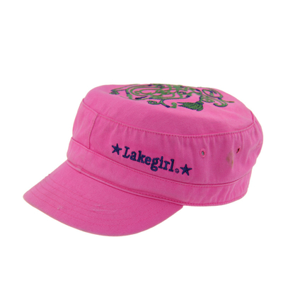 Casual Pink Cotton Custom geborduurde militaire hoeden met noodgevallen gewassen