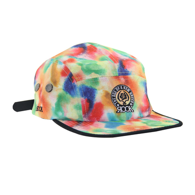 Kleurenbedrukking Custom Flower 5 Panel Camp Caps voor dames Mode