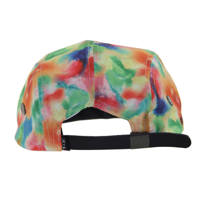 Kleurenbedrukking Custom Flower 5 Panel Camp Caps voor dames Mode