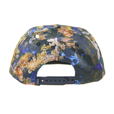 100% polyester 7 Panel Snapback aangepaste kamphoed met lederen patch logo aan de voorzijde