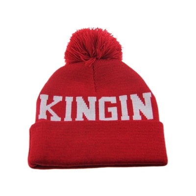 Pom Pom Op Top Gebreide Beanie Hoeden Met Jacquard Logo Op maat