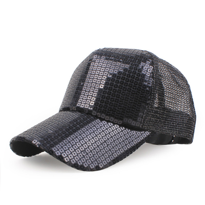 De hele dag Comfort 5 Panel Mesh Trucker Hoed Sequin Trucker Hoed Verstelbaar