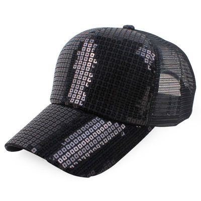 De hele dag Comfort 5 Panel Mesh Trucker Hoed Sequin Trucker Hoed Verstelbaar