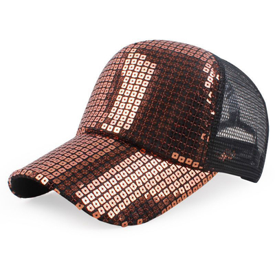 De hele dag Comfort 5 Panel Mesh Trucker Hoed Sequin Trucker Hoed Verstelbaar