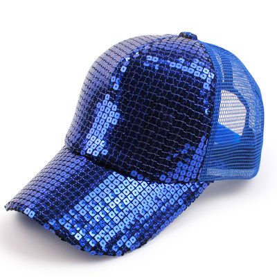 De hele dag Comfort 5 Panel Mesh Trucker Hoed Sequin Trucker Hoed Verstelbaar