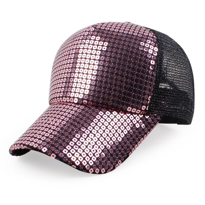 De hele dag Comfort 5 Panel Mesh Trucker Hoed Sequin Trucker Hoed Verstelbaar