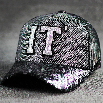 De hele dag Comfort 5 Panel Mesh Trucker Hoed Sequin Trucker Hoed Verstelbaar