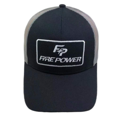 6 Panelen Flat Peak Verstelbare Mesh Trucker Caps Met Applique Borduurwerk