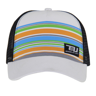 Een maat Mid-profiel Trucker Hoed Kleurrijke Trucker Hoeden Op maat Stripes Printing