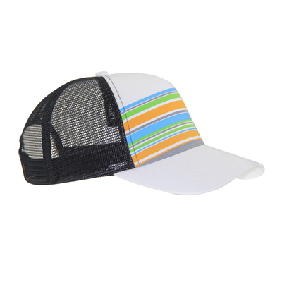 Een maat Mid-profiel Trucker Hoed Kleurrijke Trucker Hoeden Op maat Stripes Printing