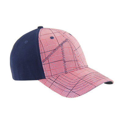 Fashion 6 Panel Check Cotton Embroidery Baseball Caps, Low Profile Verstelbare Hoed voor Mannen en Vrouwen