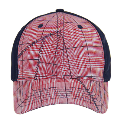 Fashion 6 Panel Check Cotton Embroidery Baseball Caps, Low Profile Verstelbare Hoed voor Mannen en Vrouwen