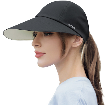 UPF 50+ Reversibele dames grote rand visors gedrukte zon visor hoofdstuk