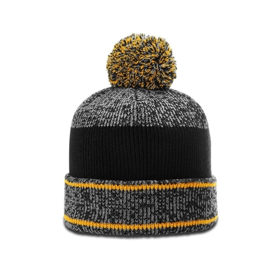Warm winter Mens Pom Pom Beanie Hoeden met rubber badge logo