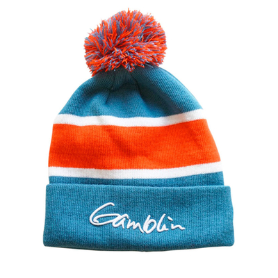 Pom Pom Op Top Gebreide Beanie Hoeden Met Jacquard Logo Op maat