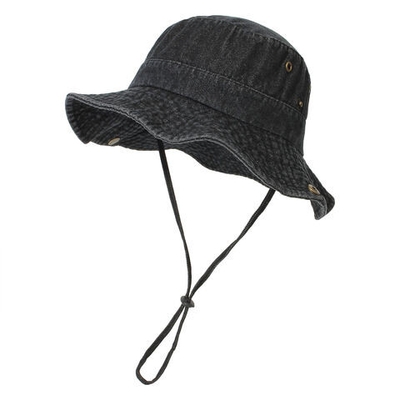 Unisex denim gewassen katoenen emmerhoed opvouwbare vissershoed UV-bescherming