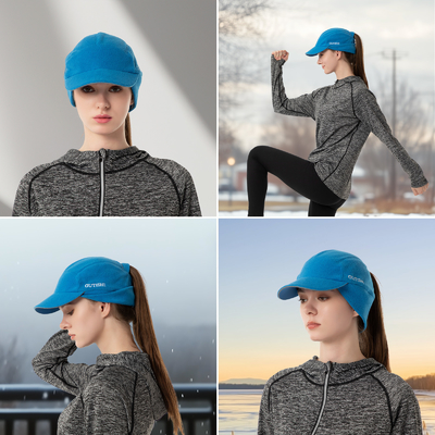 Hoed met wondepuntstaart voor vrouwen Reflectieve winterhoed met oorwarmer