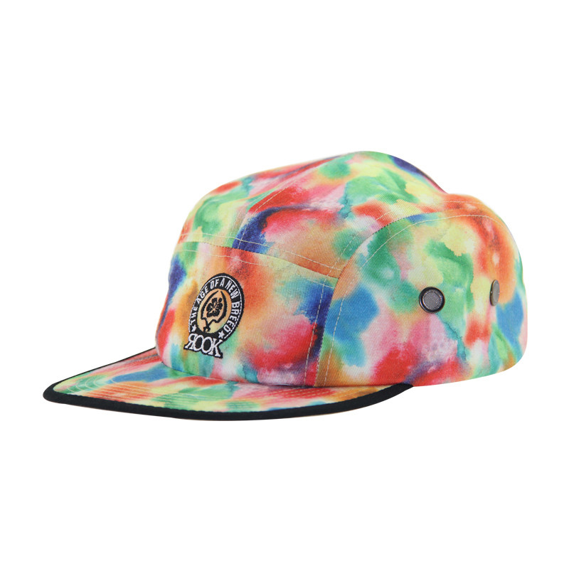 Kleurenbedrukking Custom Flower 5 Panel Camp Caps voor dames Mode