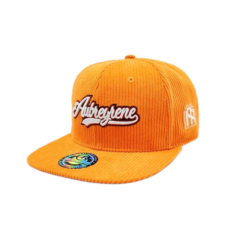Unisex Constructed 6 Panel Snapback Hoed Corduroy Flat Peak Mid Profile Snapback