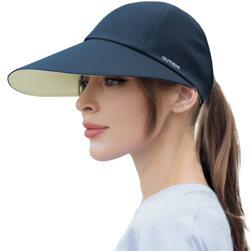 UPF 50+ Reversibele dames grote rand visors gedrukte zon visor hoofdstuk